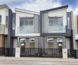 A row of newly-built townhouses in Melbourne.