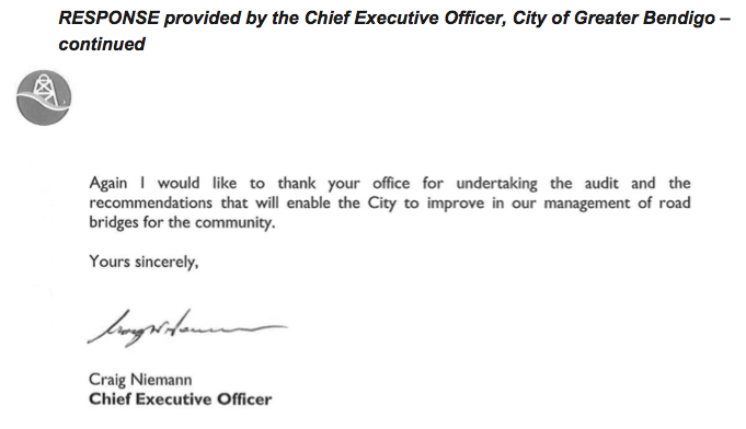 RESPONSE provided by the Chief Executive Officer, City of Greater Bendigo – continued