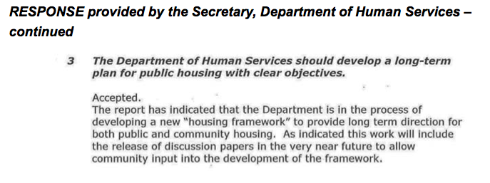 RESPONSE provided by the Secretary, Department of Human Services – continued