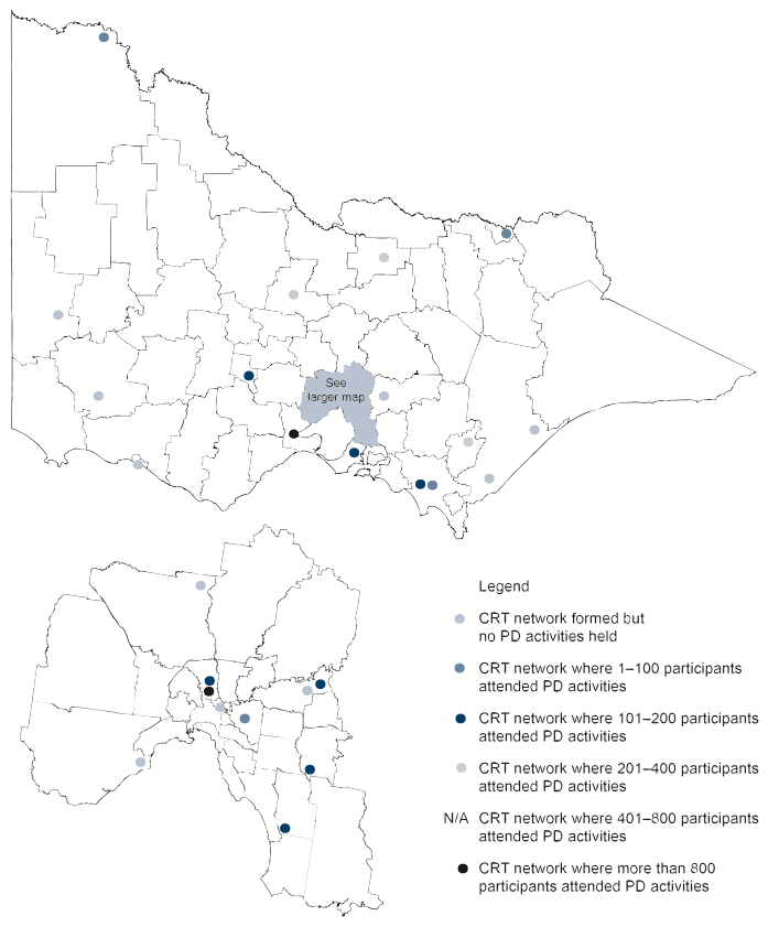 Figure 3C shows Location of casual relief teacher networks in Victoria
