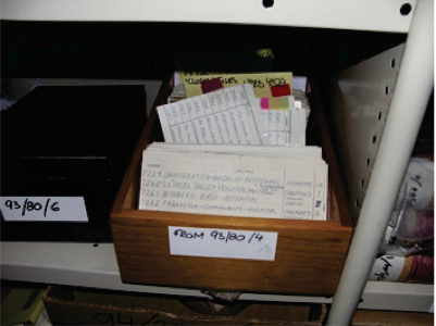 Photo of a basic record index.