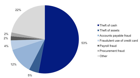 Figure 1B shows Proportion of the value of major frauds by type