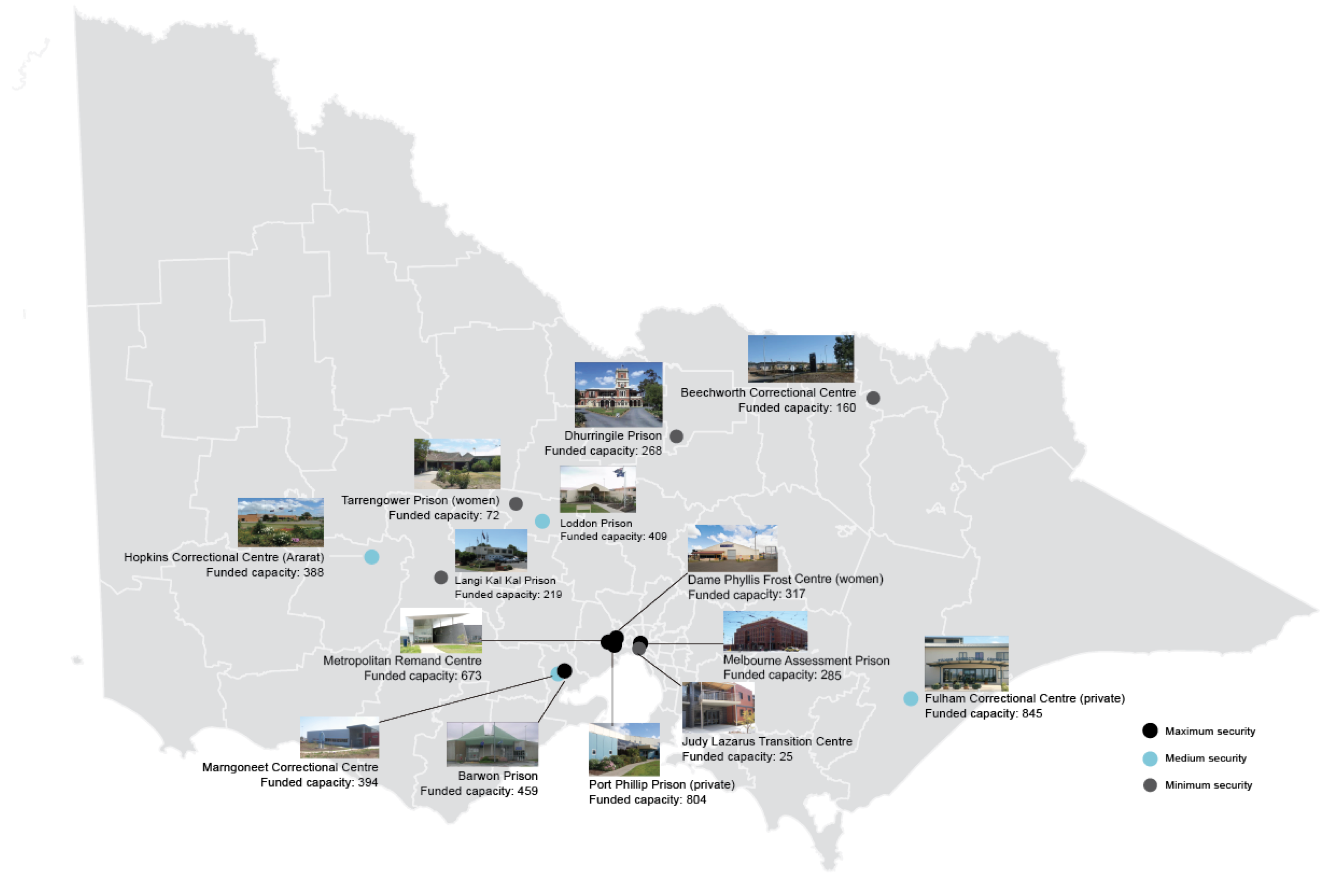 Figure 1A Victoria’s prisons at September 2012