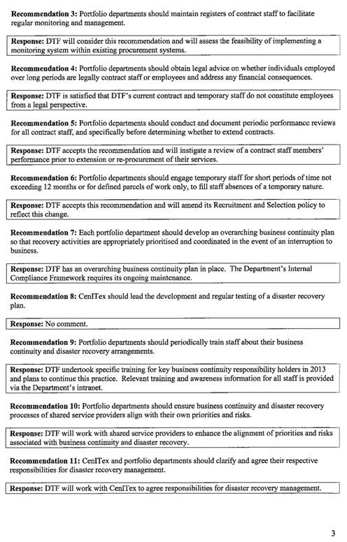 RESPONSE provided by the Acting

Secretary, Department of Treasury and Finance 