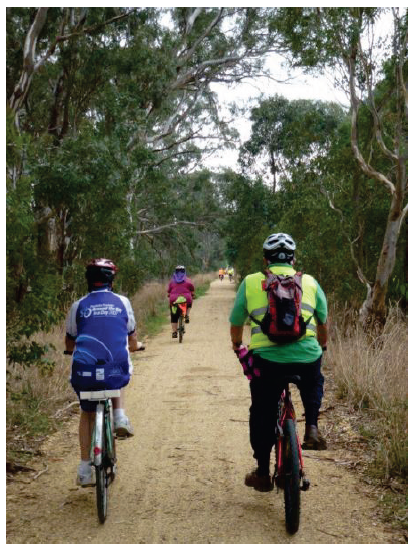 The photo shows the Gippsland Plains Rail Trail