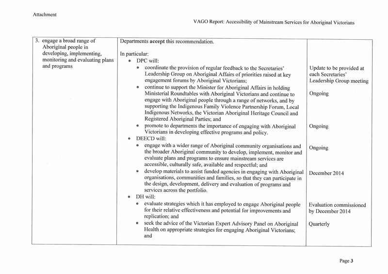 This is the collaborative response provided by the departments of Premier and Cabinet, Education and Early Childhood Development, Health and Human Services, page 3.