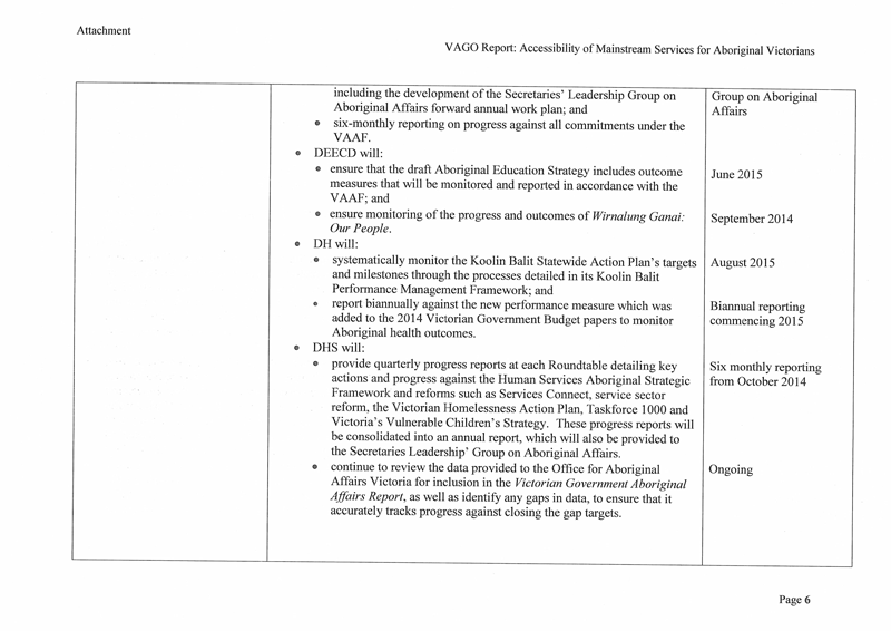 This is the collaborative response provided by the departments of Premier and Cabinet, Education and Early Childhood Development, Health and Human Services, page 6.