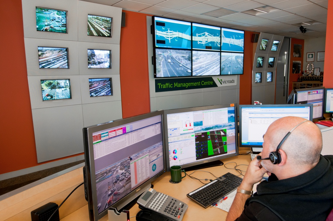 Image is of VicRoads Traffic Management Centre.