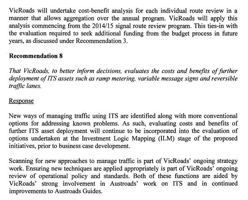 Response provided by the Chief Executive, VicRoads – continued