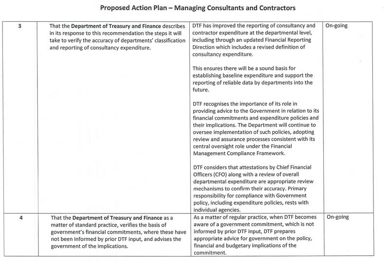 RESPONSE provided by the Secretary, Department of Treasury and Finance - continued