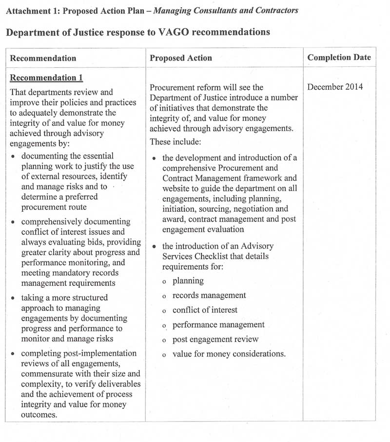 RESPONSE provided by the Secretary, Department of Justice - continued