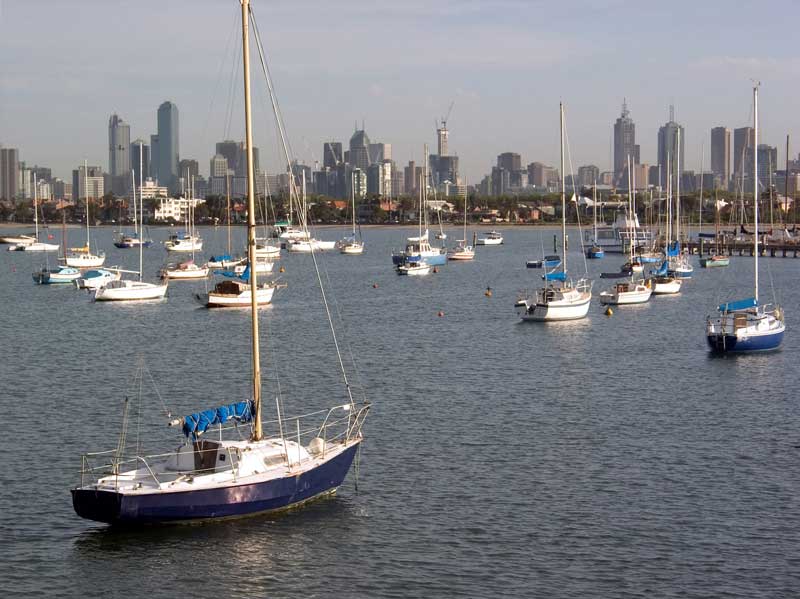 Image of several boats in Melbourne's bay. Photograph courtesy of Jo Chambers/Shutterstock.
