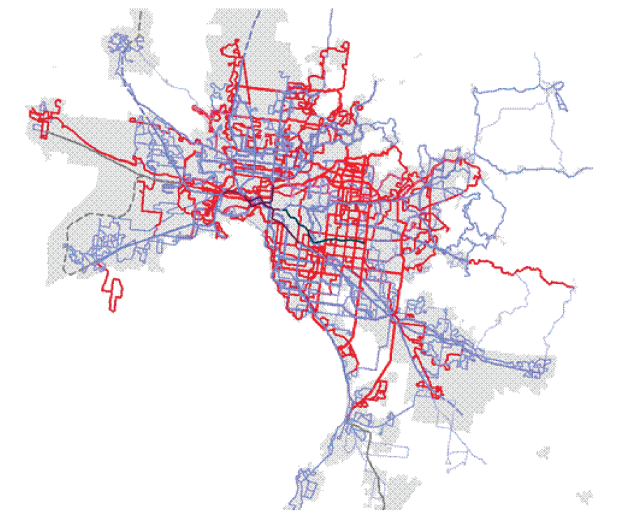 Figure 3B shows disharmonisation of Melbourne buses and trains, 2011