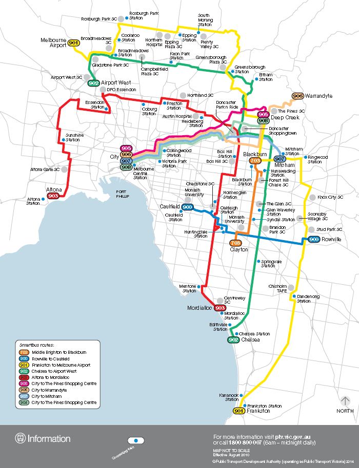 Figure A4 shows Melbourne's SmartBus network