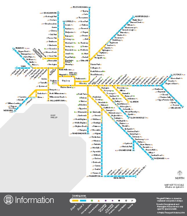 Figure A2 shows Melbourne's public transport train network.