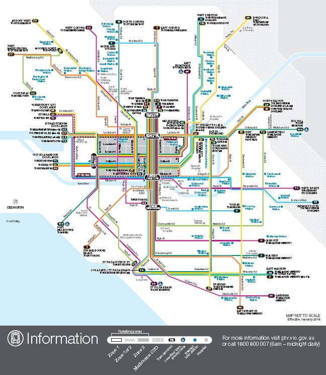 Figure A3 shows Melbourne's tram network