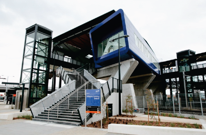 This photo shows the new premium railway station in Williams Landing on the Werribee line
