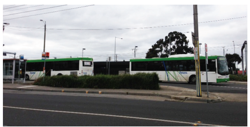 This photo shows a bus interchange at Thomastown station.