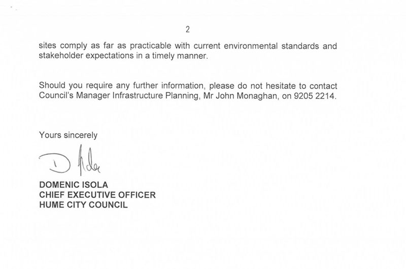 RESPONSE provided by the Chief Executive Officer, Hume City Council – continued  