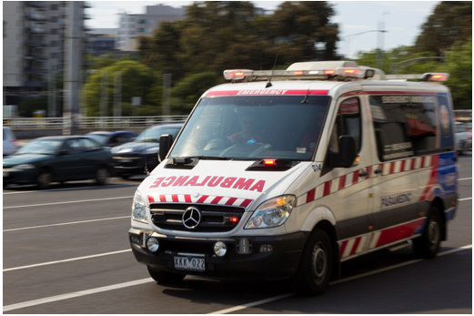 Image shows an Ambulance Victoria ambulance. Photograph courtesy of Liamdavies (Own work) [CC-BY-SA-3.0
(http://creativecommons.org/licenses/by-sa/3.0)], via Wikimedia Commons.