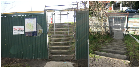 Image shows the Queens Avenue entrance and stairway. Photograph courtesy of the Victorian Auditor-General's Office.