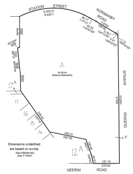 Image shows Title plan of the Caulfield Racecourse Reserve.Copyright State of Victoria.