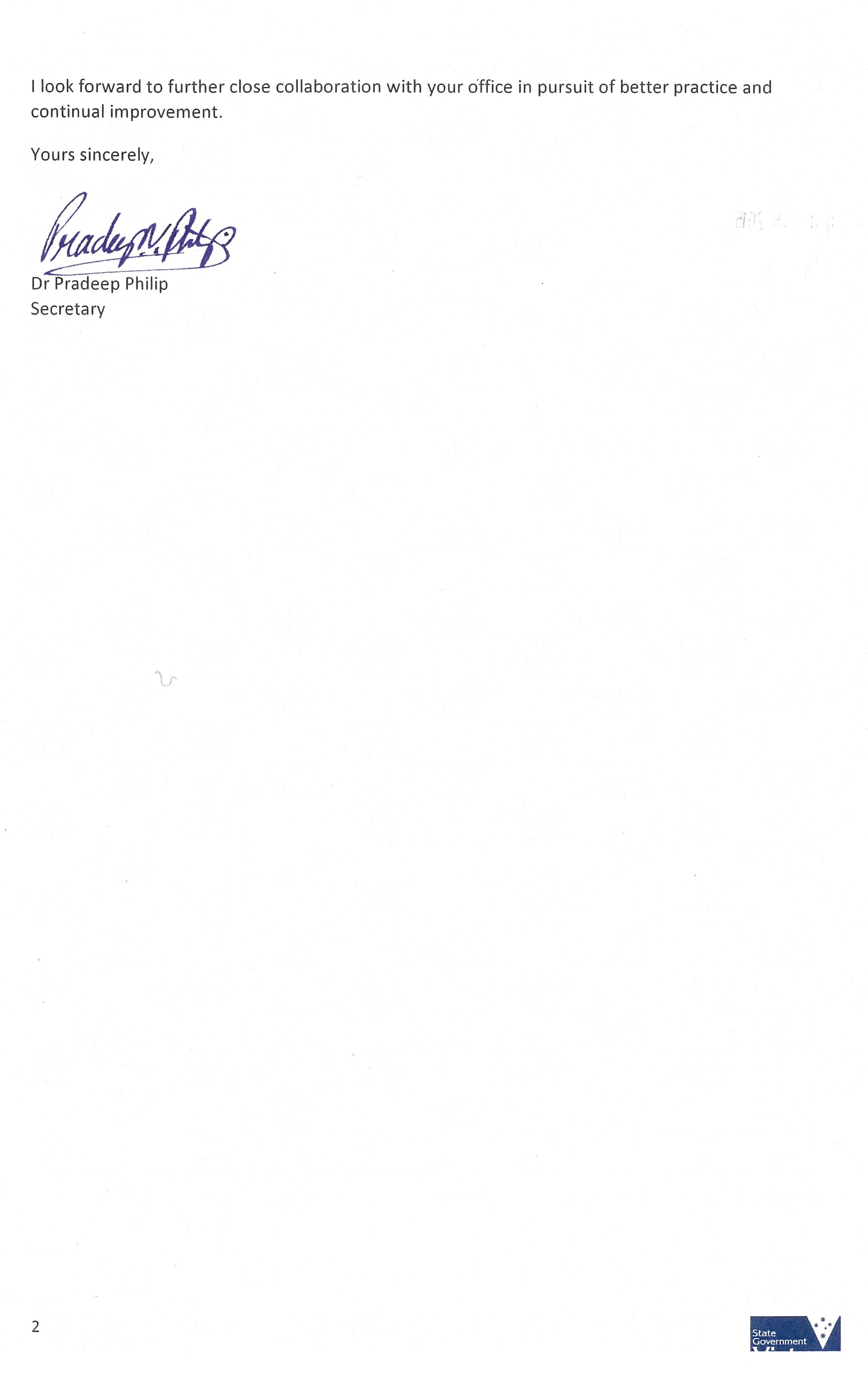 Response provided by the Secretary, Department of Health & Human Services.