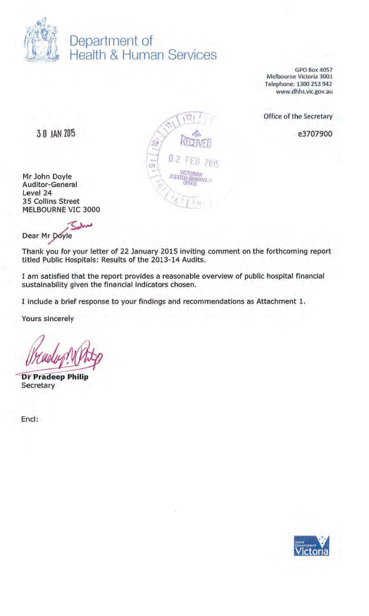 RESPONSE provided by the
Secretary, Department of Health and Human Services