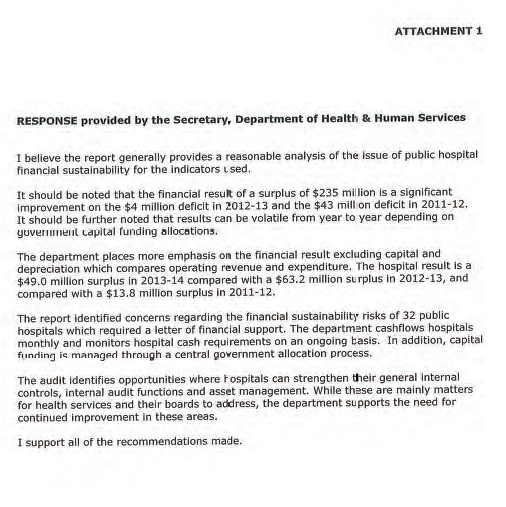 RESPONSE provided by the

Secretary, Department of Health and Human Services – continued
