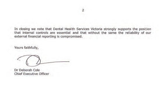 RESPONSE provided by the Chief
Executive Officer, Dental Health Services Victoria – continued