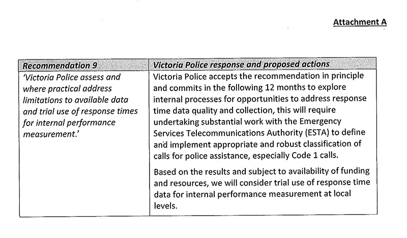 Response from Victoria Police, page 3.