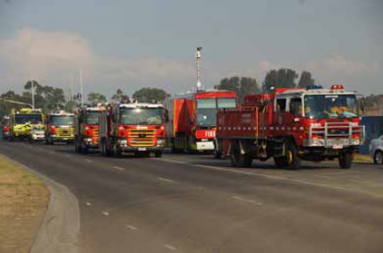 Country Fire Authority trucks responding to a call