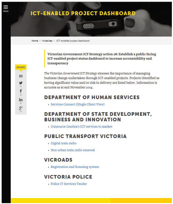 Victorian Government 'ICT-enabled project dashboard'
