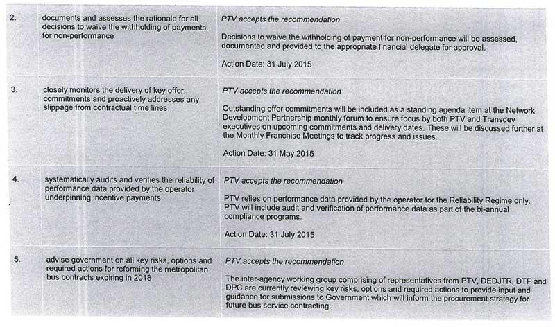 Response provided by the Chief Executive Officer, Public Transport Victoria, page 4.