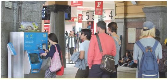 Image of a a queue for a myki machine. Photograph courtesy of TK Kurikawa / Shutterstock.com