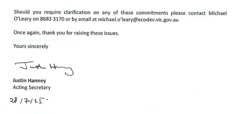 RESPONSE provided by the Acting
Secretary, Department of Economic Development, Jobs, Transport & Resources
– continued