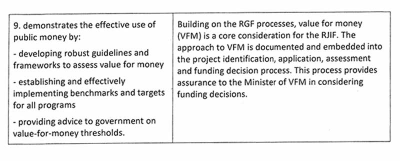 Response provided by the Secretary, Department of Economic Development, Jobs, Transport & Resources, page 4.