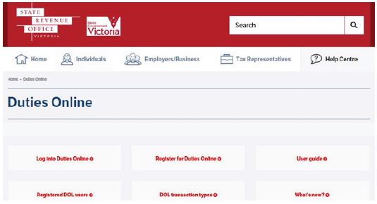 Image of http://www.sro.vic.gov.au/dutiesonline