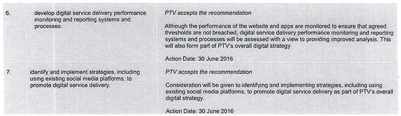 Response provided by the Acting Chief Executive Officer, Public Transport Victoria, page 3.
