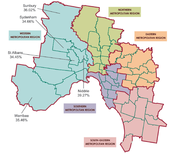 Figure 2B is a map of Victoria showing the metropolitan voting districts and which ones had the highest percentage voter turn out.