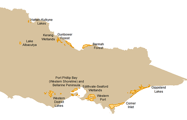 Figure 1D is a map showing the location of Ramsar sites in Victoria