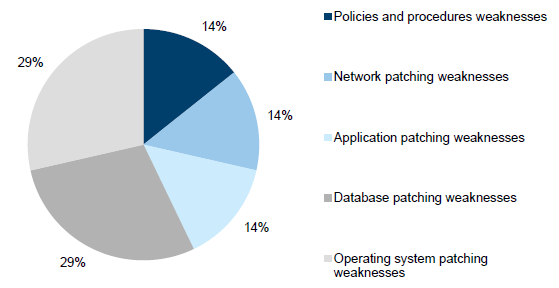 Pie 2L chart showing the distribution of patch management audit findings
