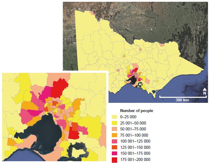 Heat map showing the distribution of the projected population in 2031