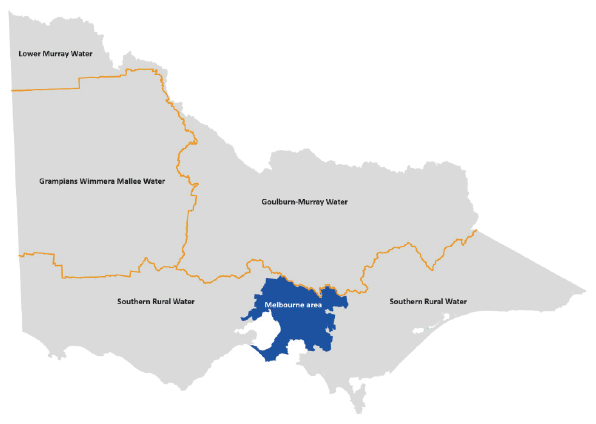 Map showing water entities' rural service areas