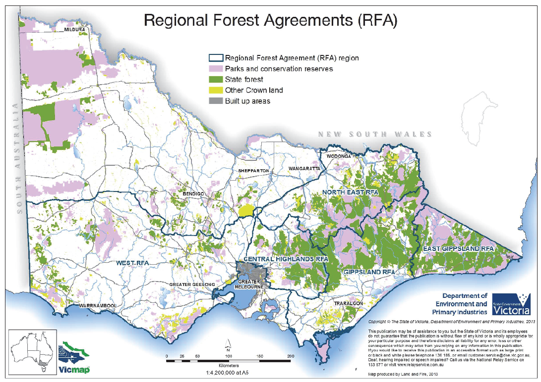 Map showing Victoria's RFA regions