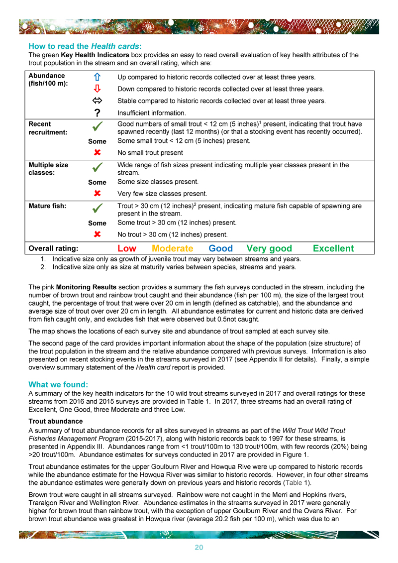Example of a fish report card for wild trout page 2
