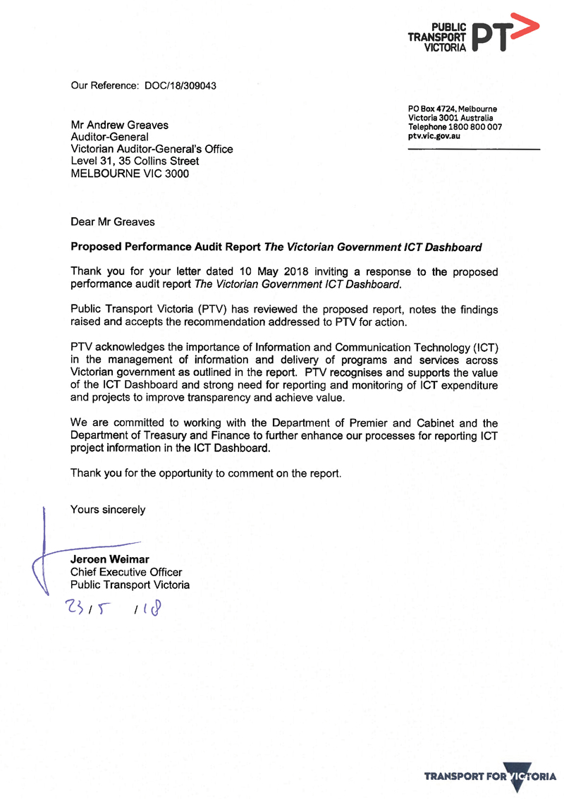 Response provided by the Chief Executive Officer, PTV page 1