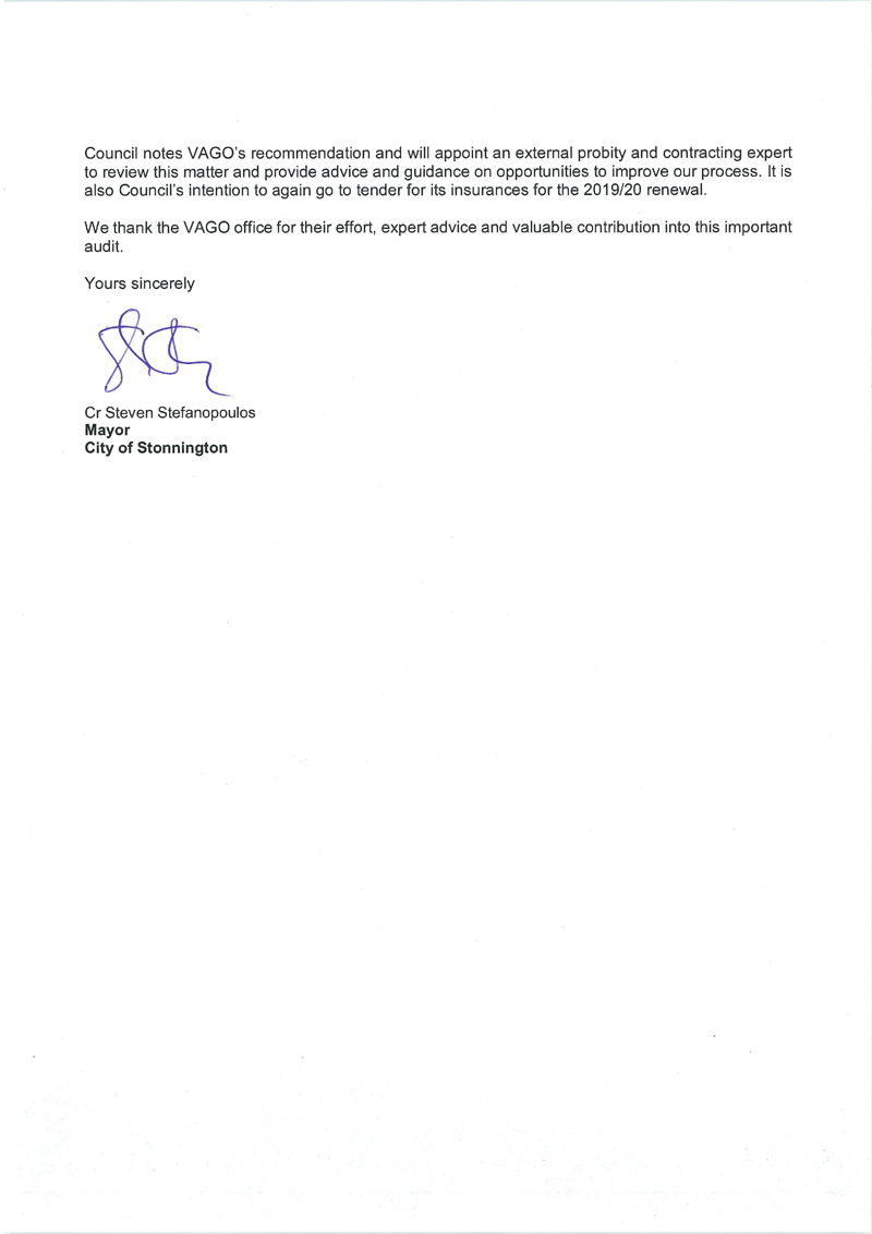 RESPONSE provided by the Mayor, Stonnington, page 2