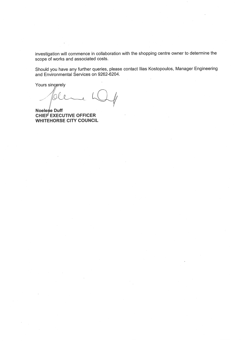 RESPONSE provided by the Chief Executive Officer, Whitehorse, page 2