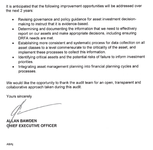 RESPONSE provided by Chief Executive Officer, Mildura Rural City Council